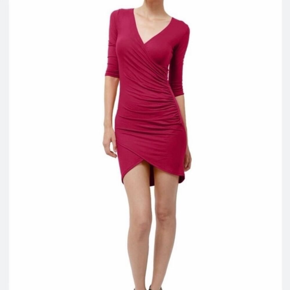 Eva Alexander London Fuchsia Ruched Maternity Bodycon Dress XS